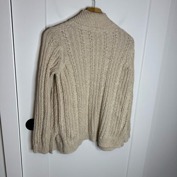 Anthropologie Cream Crochet Knit Open Front Cardigan Sweater Size Small Petite - Picture 4 of 4